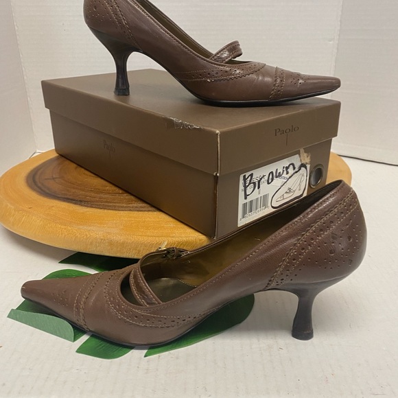 Paolo VAnessa Brown Leather Heels - Picture 6 of 8
